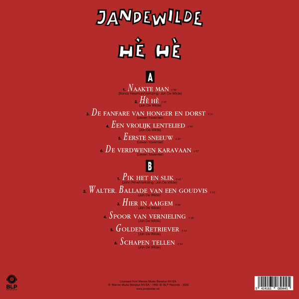 PRE-ORDER Jan De Wilde - Hè Hè - LP - Ltd. Edition - rood transparant vinyl